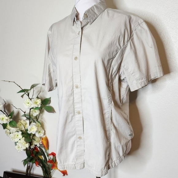 Columbia Omni Shade Outdoor Womens Top Blouse Zippers Short Sleeve Summer Hiking - Picture 1 of 8